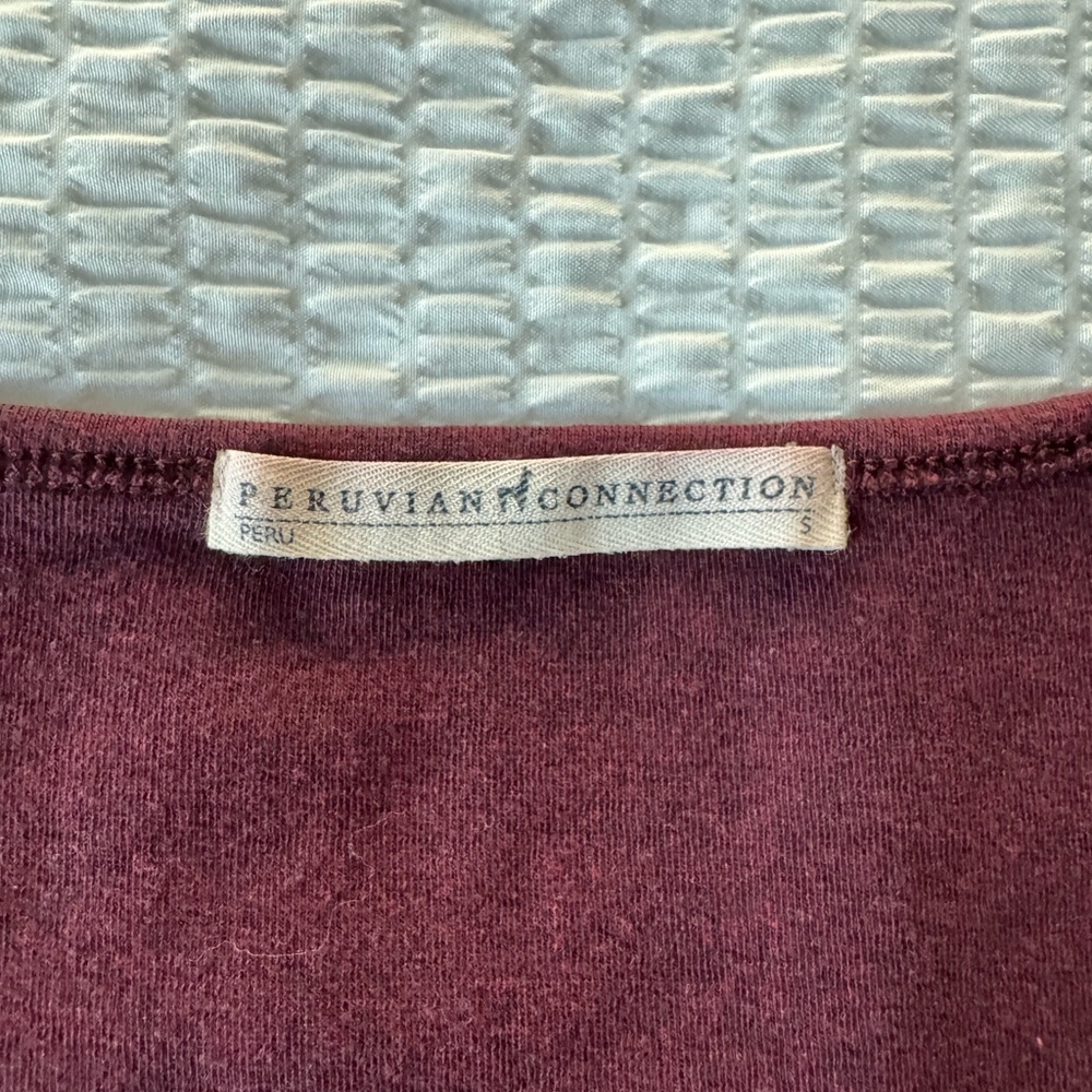 Peruvian Connection Deep Burgundy Long Sleeve Tunic - Picture 3 of 7